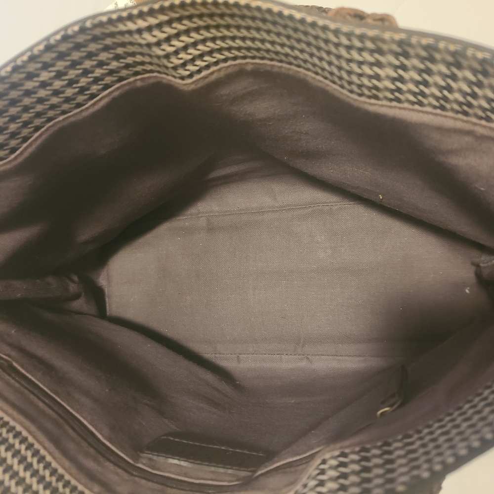 Ralph Lauren Black and Brown Houndstooth Tote - Picture 3 of 5